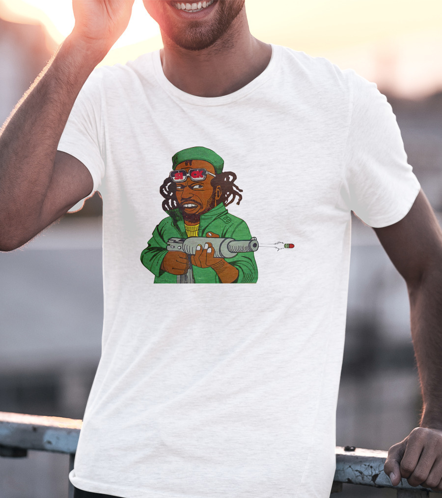 Earl Swea Merch Sick Character With Gun And Dreadlocks In Green T-Shirt