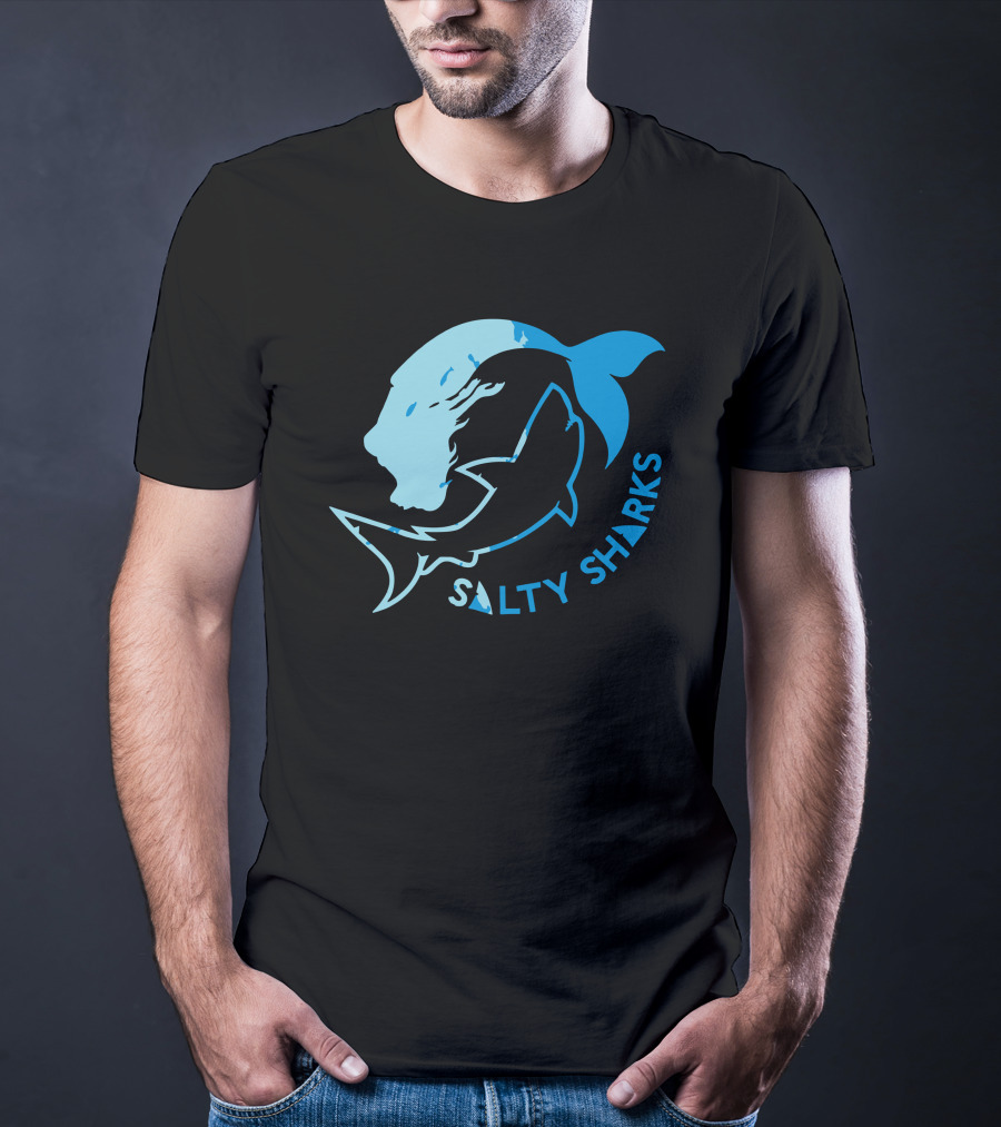 Salty Sharks Logo Blue Ocean Theme Salty Sharks T-Shirt