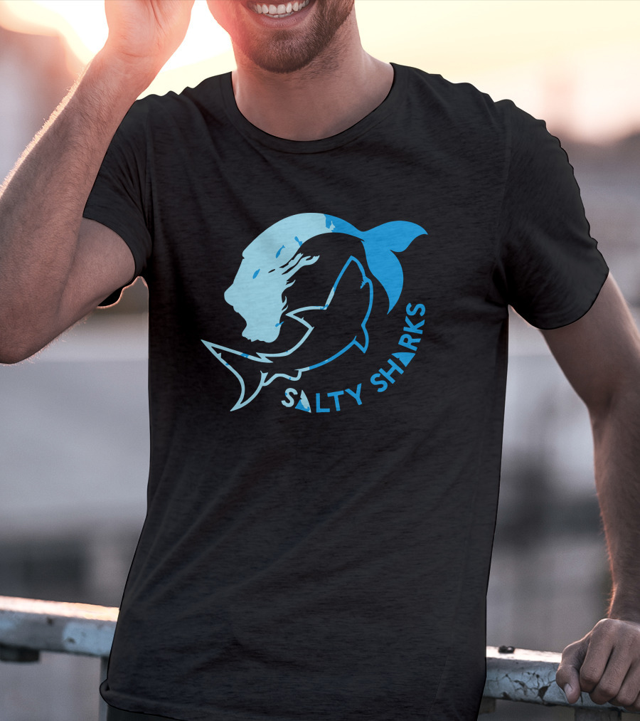 Salty Sharks Logo Blue Ocean Theme Salty Sharks T-Shirt