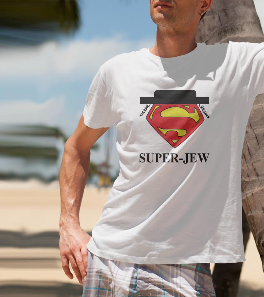 Super-Jew Superman Logo Black Hat Peyos Mixture T-Shirt