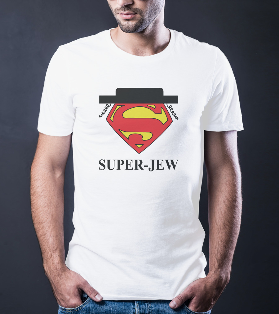 Super-Jew Superman Logo Black Hat Peyos Mixture T-Shirt