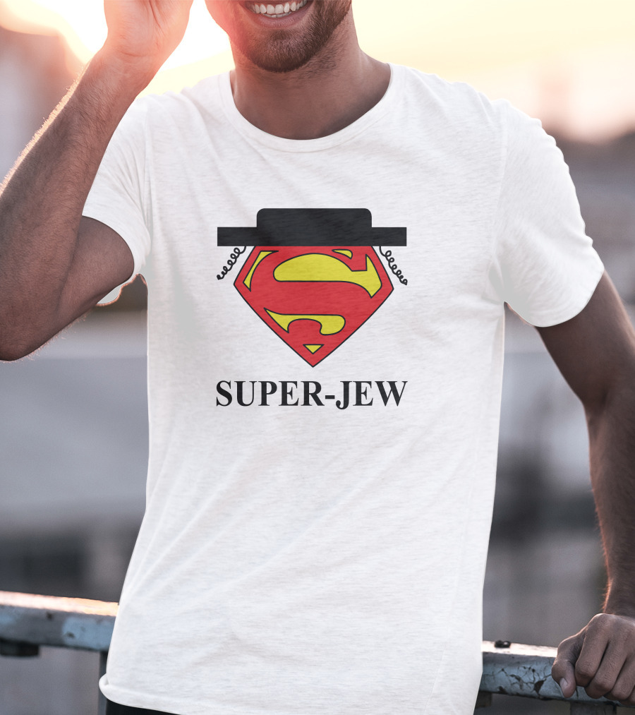 Super-Jew Superman Logo Black Hat Peyos Mixture T-Shirt