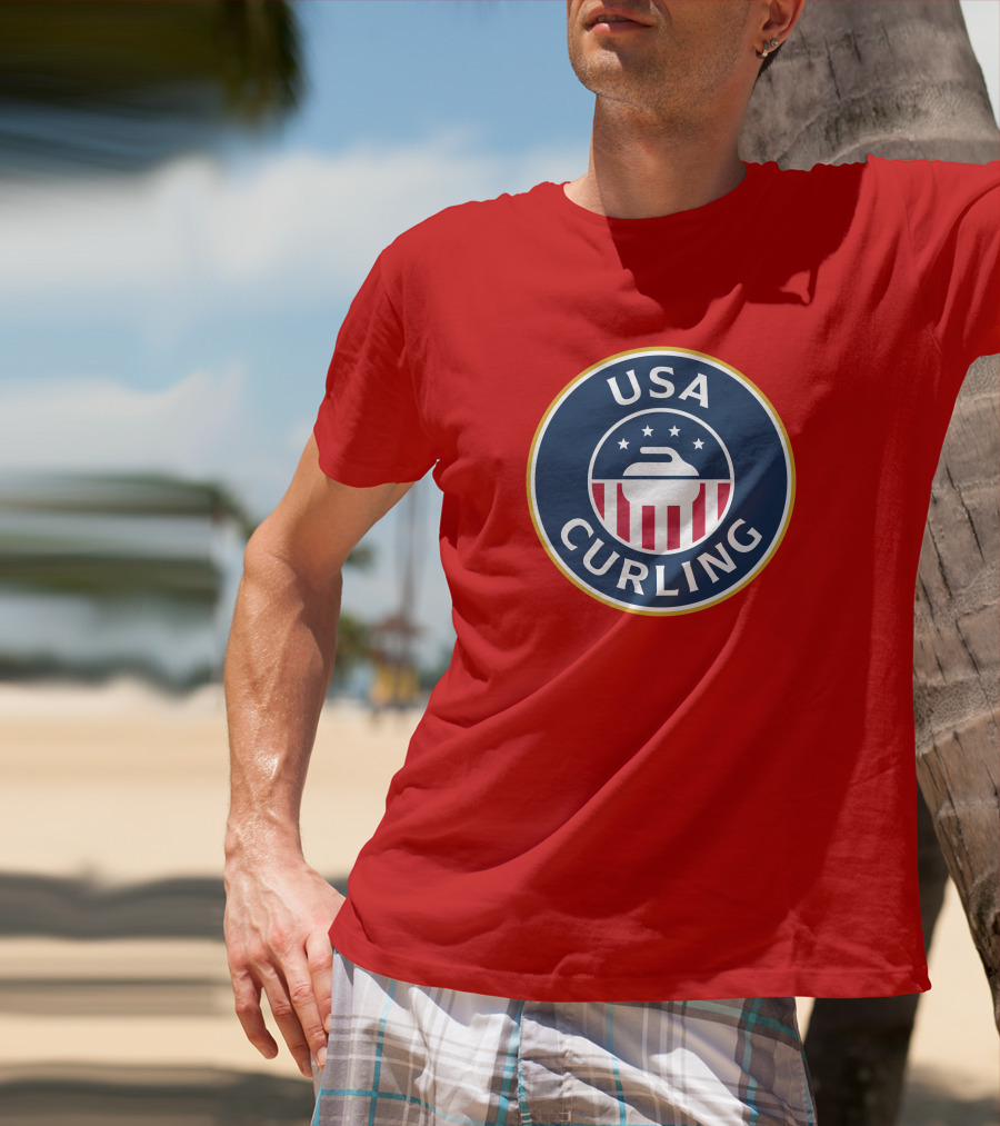 USA Curling Team Peterson Red Emblem T-Shirt