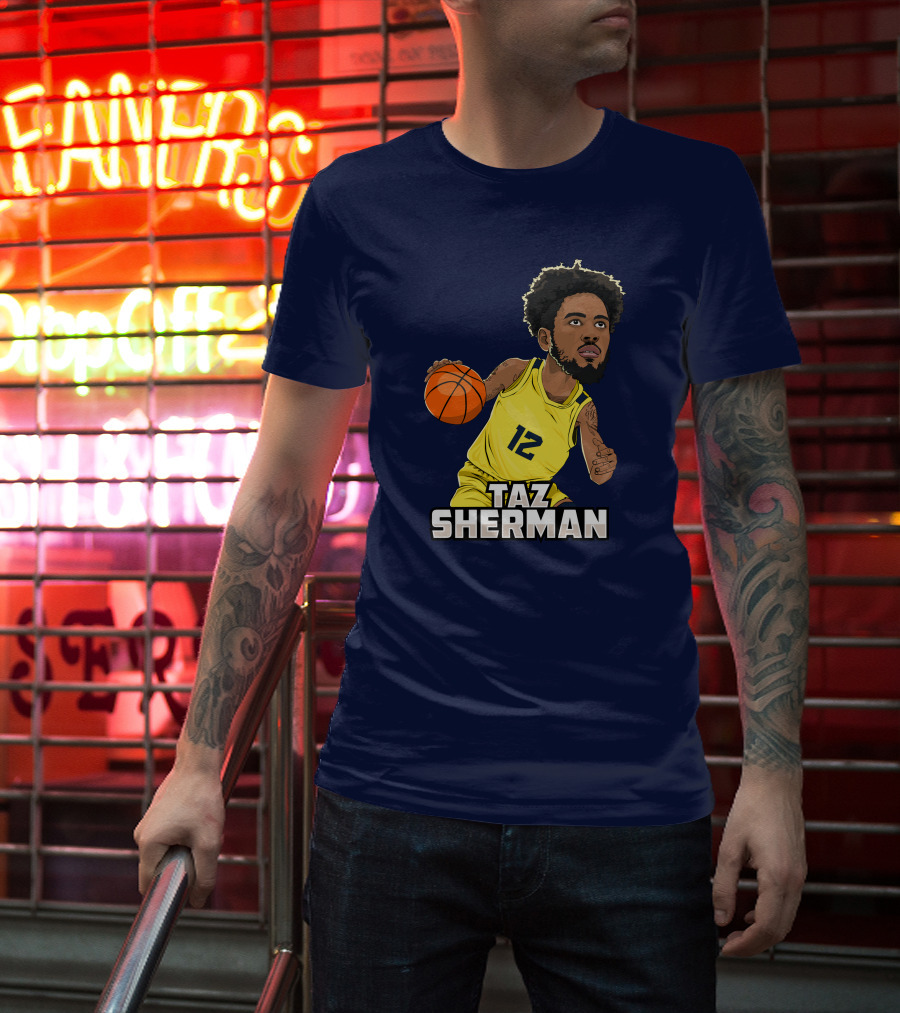 Taz Sherman Basketball Illustration 12 Lakers Jersey Players Trunk Collaboration T-Shirt
