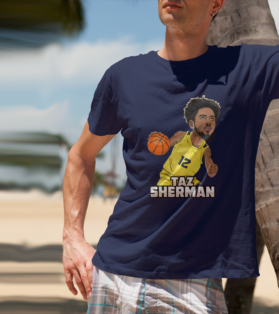 Taz Sherman Basketball Illustration 12 Lakers Jersey Players Trunk Collaboration T-Shirt