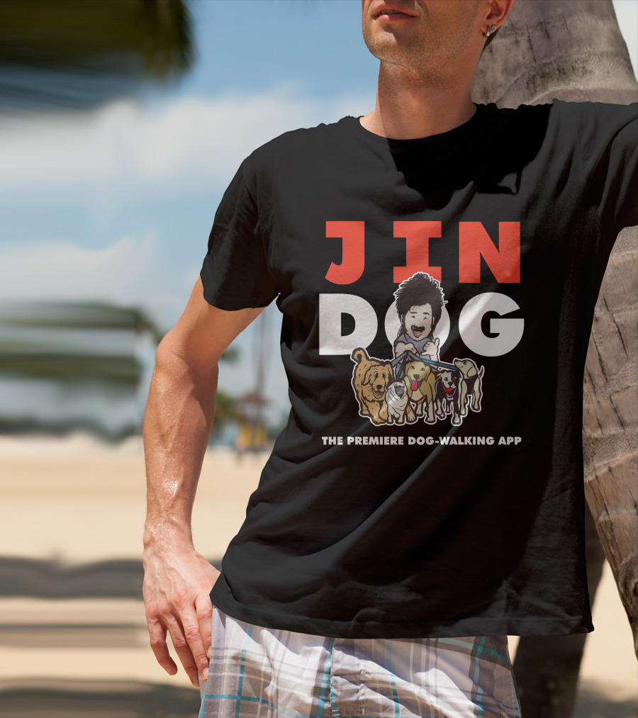 Jindog The Premiere Dog-Walking App Fun Cartoon T-Shirt