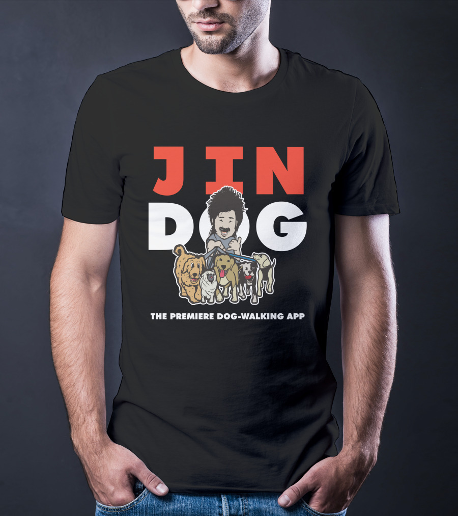Jindog The Premiere Dog-Walking App Fun Cartoon T-Shirt