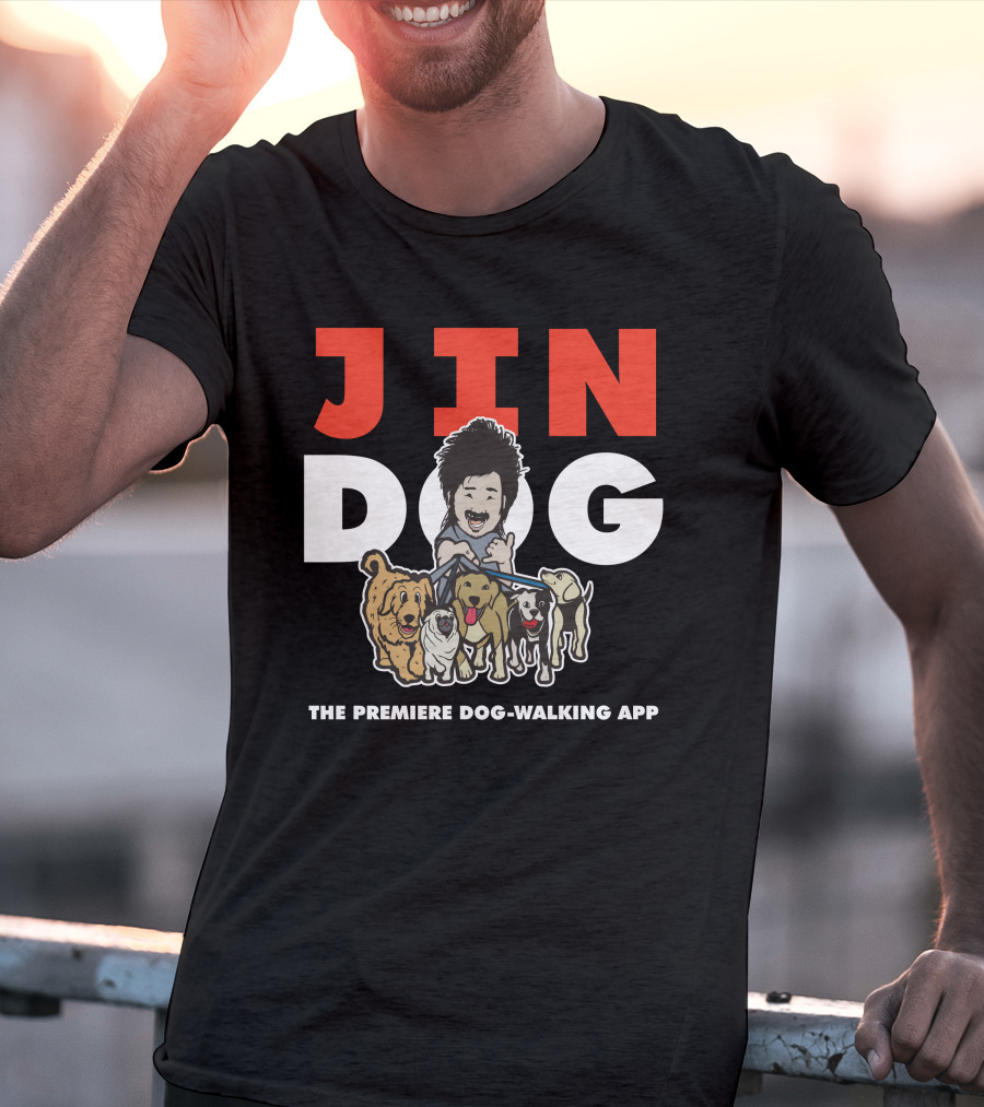 Jindog The Premiere Dog-Walking App Fun Cartoon T-Shirt