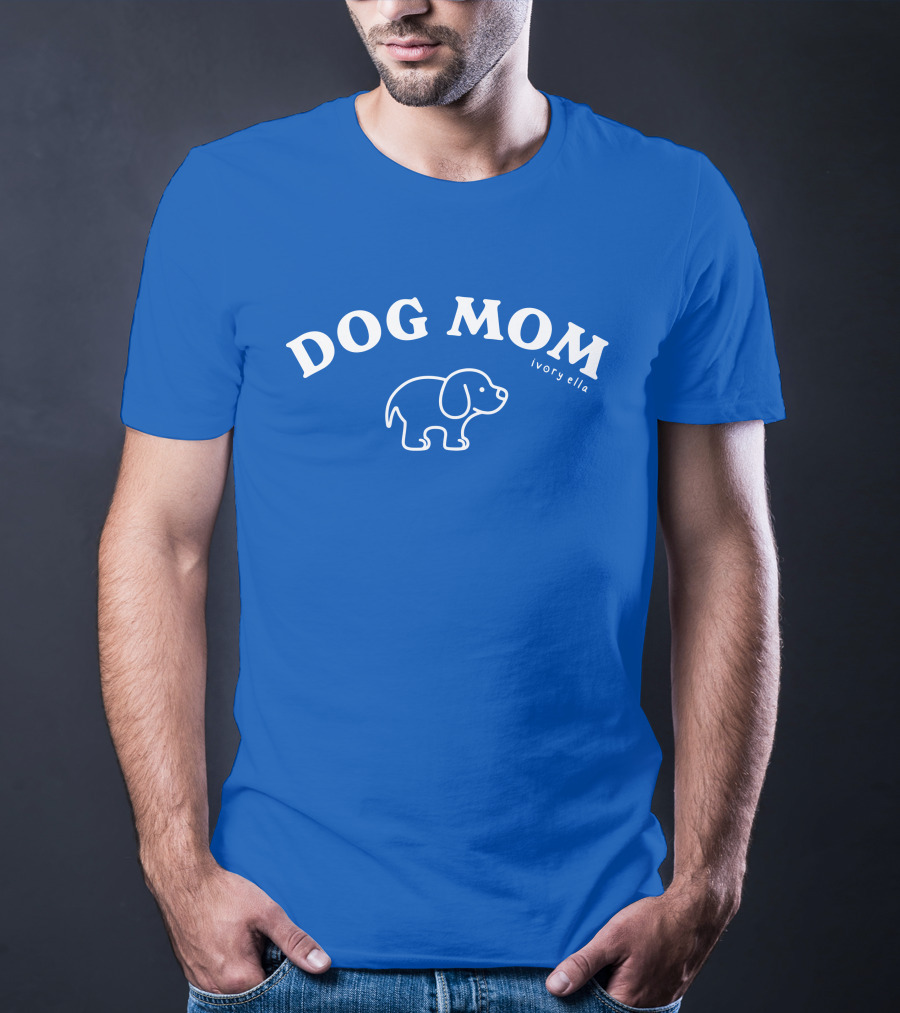 Natalie Decker Ivory Ella Dog Mom Blue T-Shirt