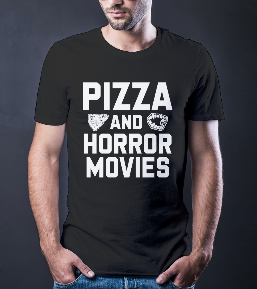 Pizza And Horror Movies Fang Icon Horror Merch T-Shirt