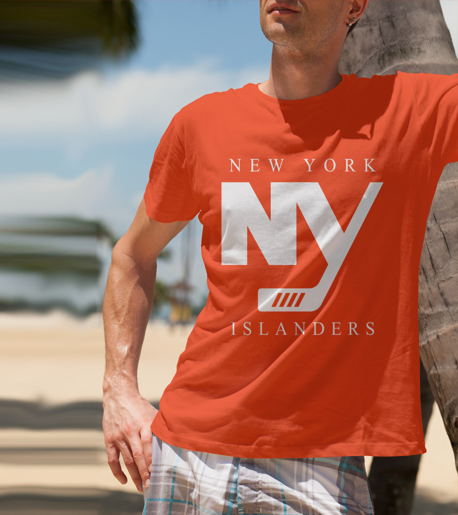 New York Islanders NY Hockey Text Stamp T-Shirt