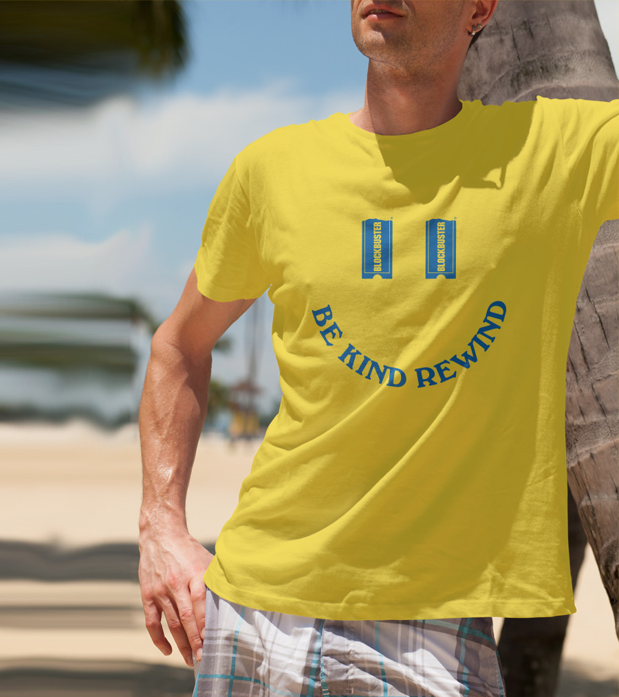 Blockbuster Be Kind Rewind Smiley Face Concept T-Shirt