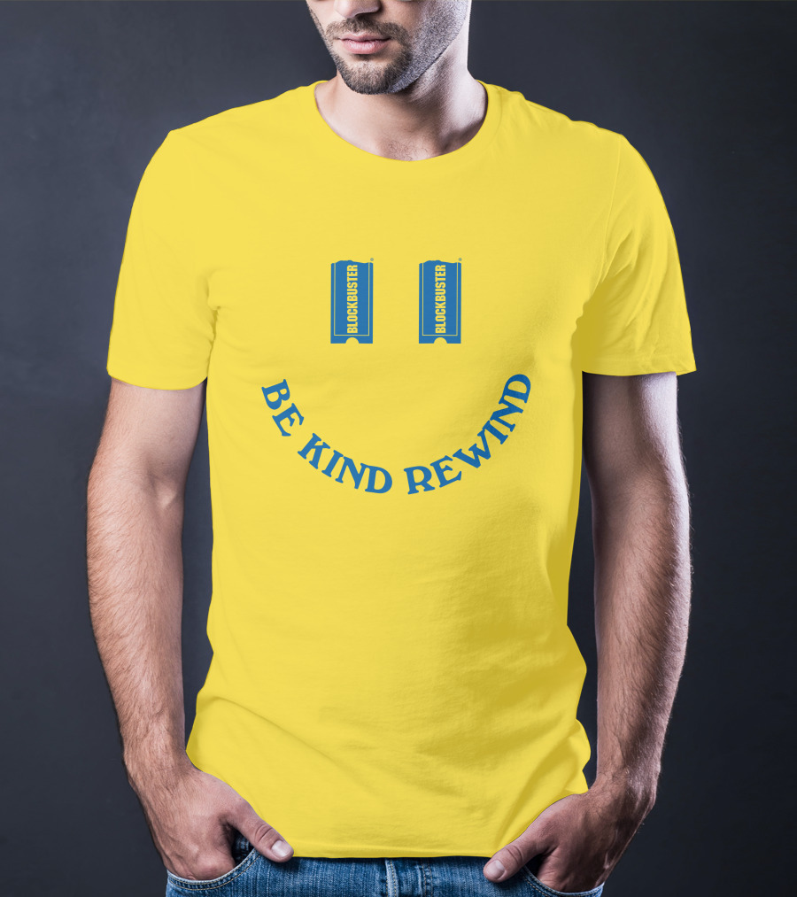 Blockbuster Be Kind Rewind Smiley Face Concept T-Shirt