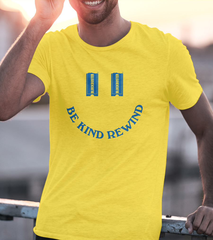 Blockbuster Be Kind Rewind Smiley Face Concept T-Shirt