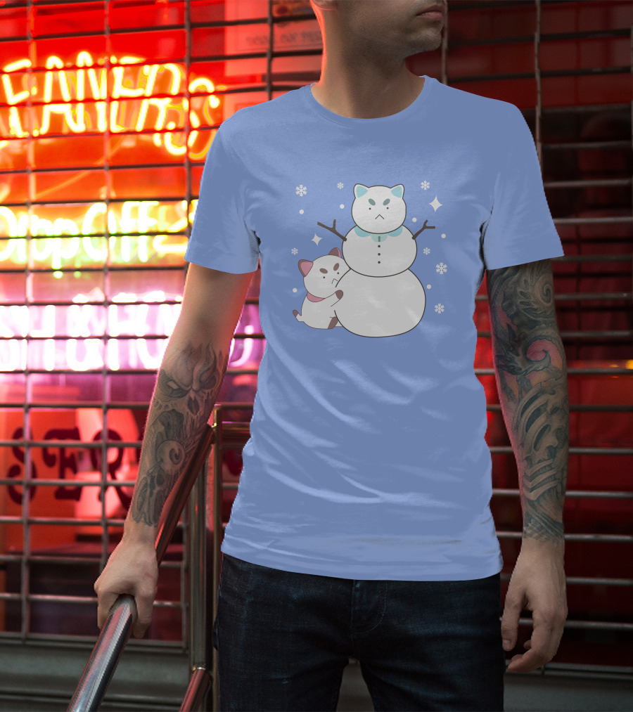 Bee And Puppycat Cute Snowman Scene T-Shirt