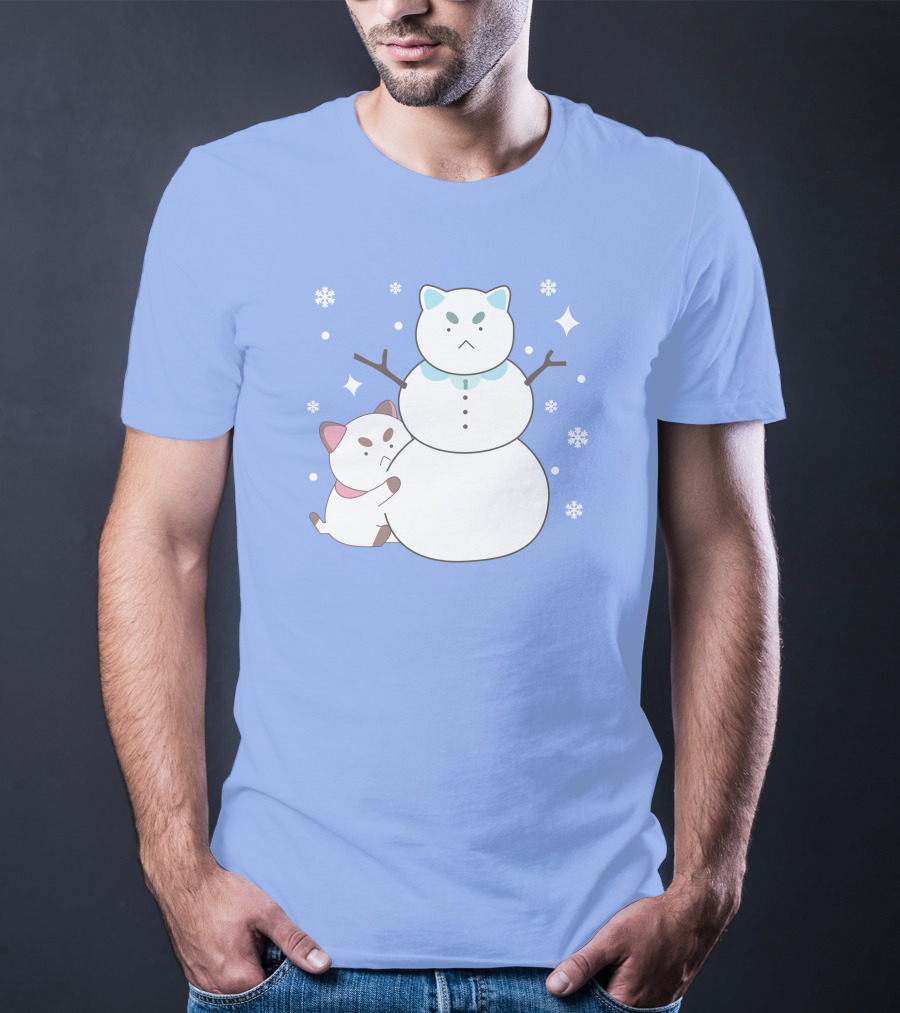 Bee And Puppycat Cute Snowman Scene T-Shirt
