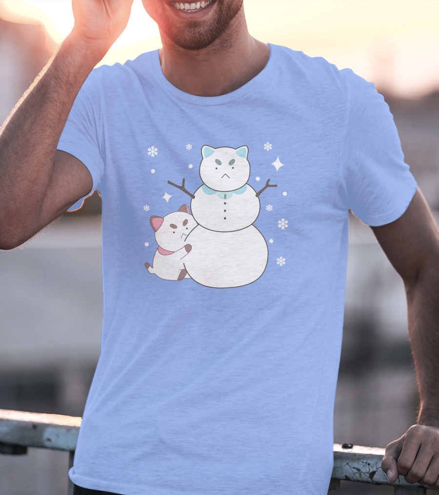 Bee And Puppycat Cute Snowman Scene T-Shirt