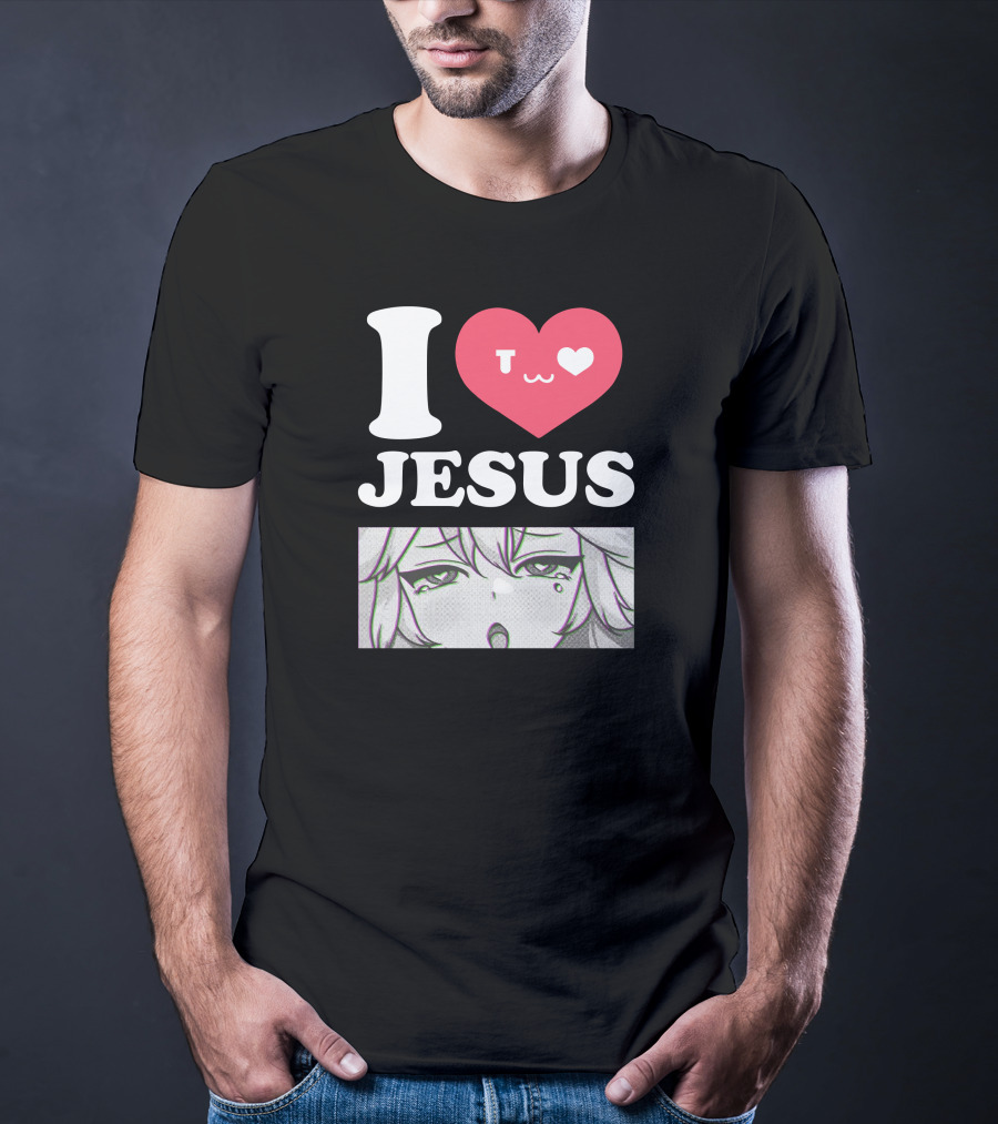 Vshojo I Love Jesus Heart Anime Face UwU Expression T-Shirt