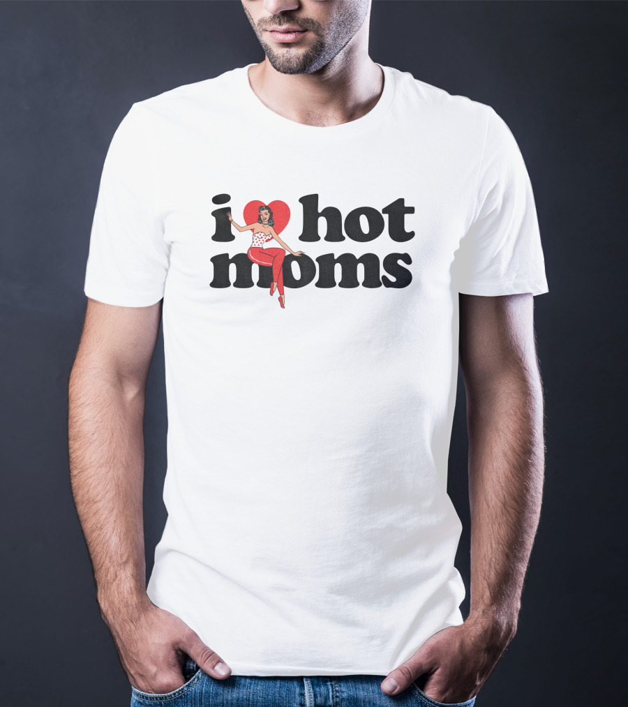Danny Duncan I Heart Hot Moms Retro Style White T-Shirt