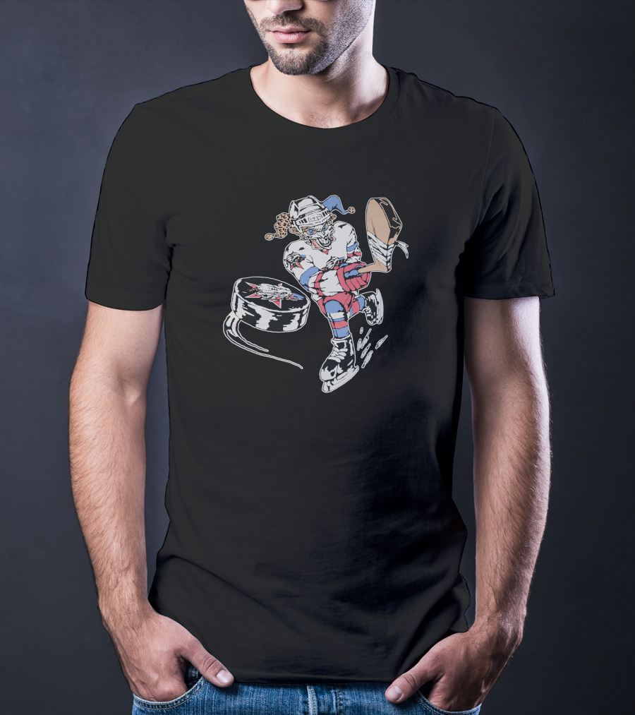 The Garden Hockey Animated Jester Player With Hockey Stick And Puck T-Shirt