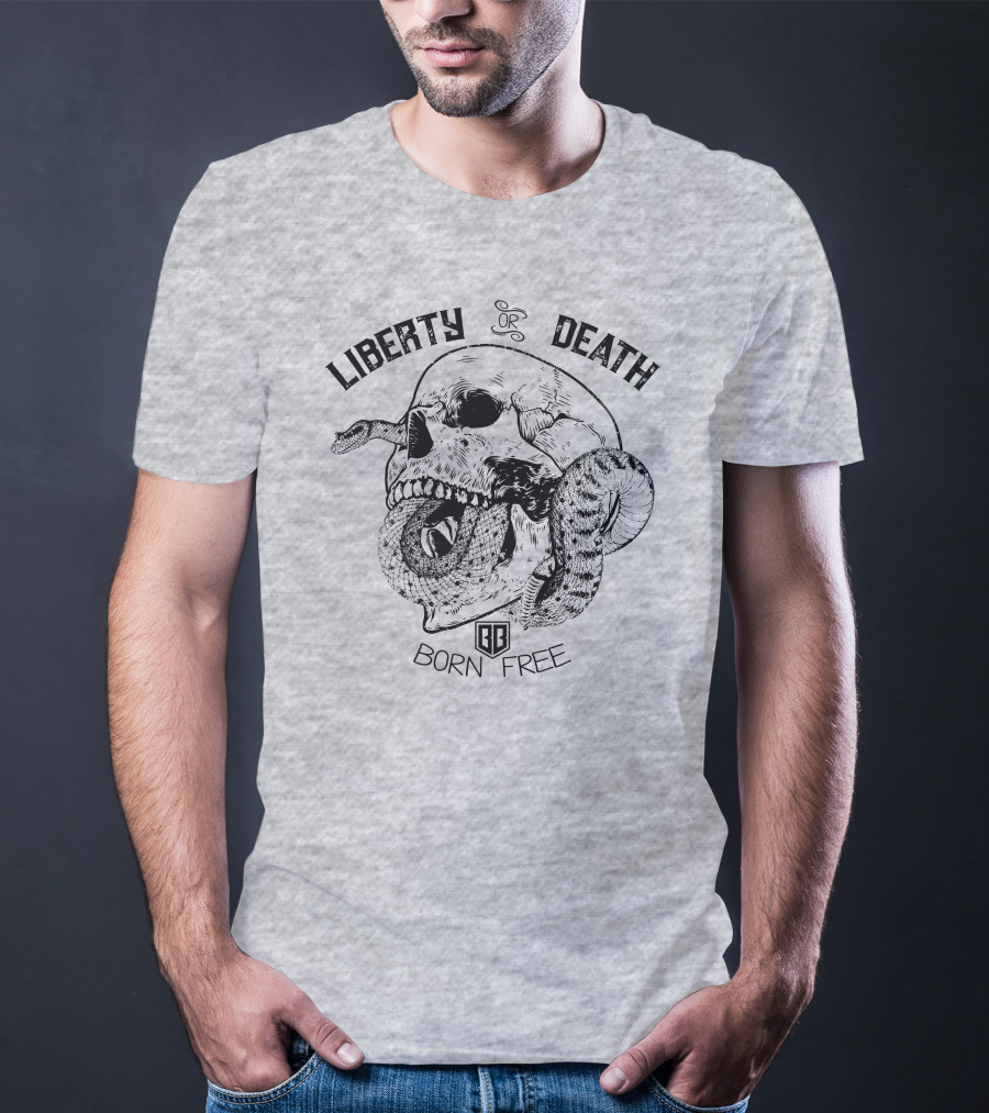 Liberty Or Death Born Free Skull And Snake Bunker Branding 2.0 T-Shirt
