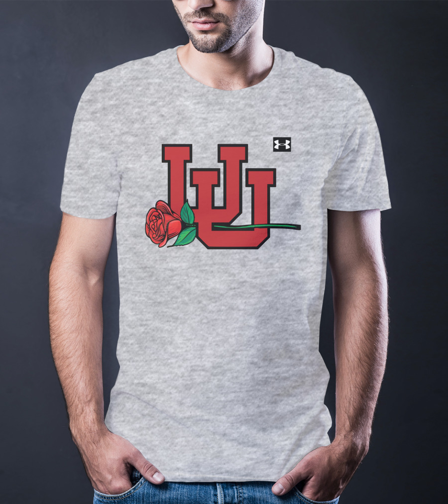 Utah Utes Interlocking Logo With Rose Under Armour Football T-Shirt