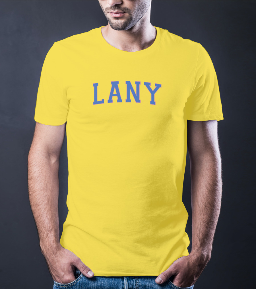 Lany Blue Lettering On Yellow Varsity Crewneck T-Shirt