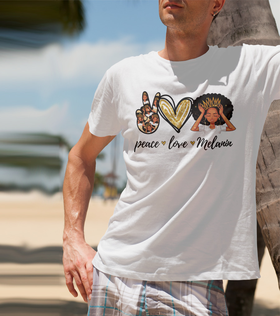 Peace Love Melanin Black Lives Matter Human Rights Equality Empowerment Icons T-Shirt