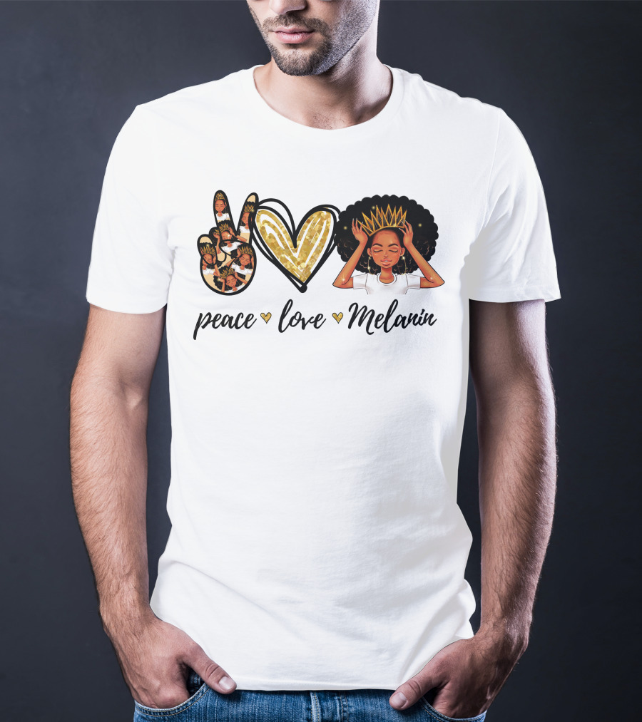 Peace Love Melanin Black Lives Matter Human Rights Equality Empowerment Icons T-Shirt