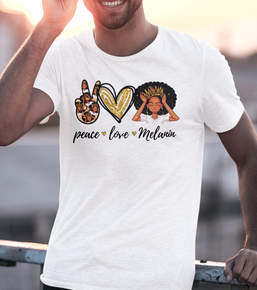 Peace Love Melanin Black Lives Matter Human Rights Equality Empowerment Icons T-Shirt