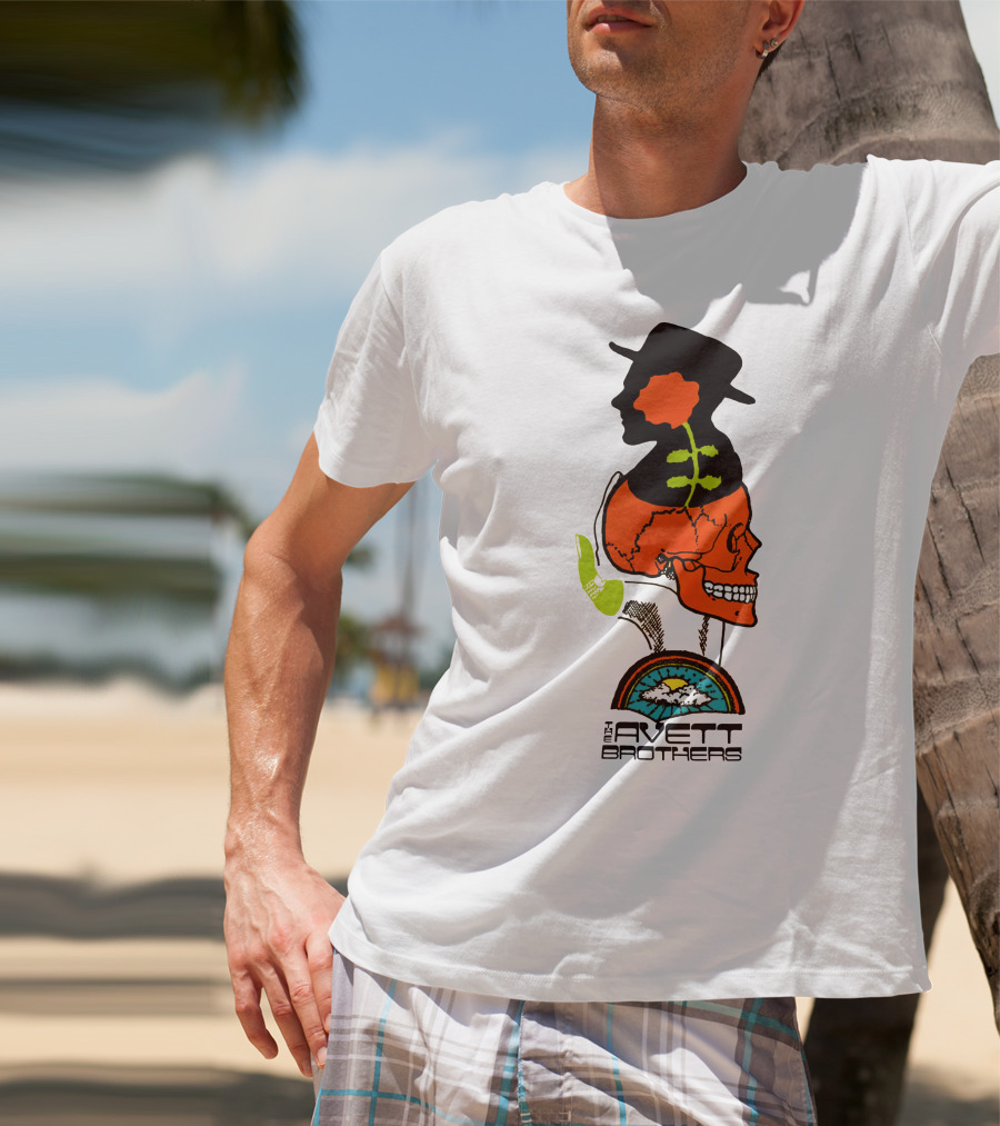 Avett Brothers Merch Skull Flower Hat Sunburst T-Shirt