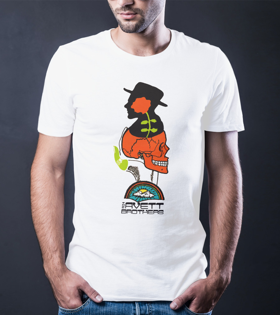 Avett Brothers Merch Skull Flower Hat Sunburst T-Shirt