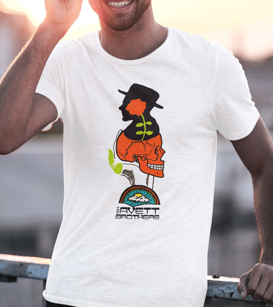 Avett Brothers Merch Skull Flower Hat Sunburst T-Shirt