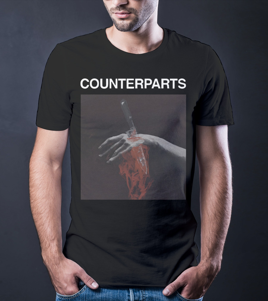 COUNTERPARTS Hand With Knife And Red Paint T-Shirt