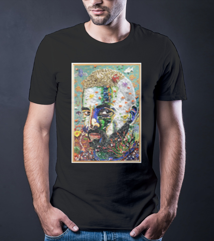 Maluma Merch Colorful Portrait With Nature And Butterfly Elements T-Shirt