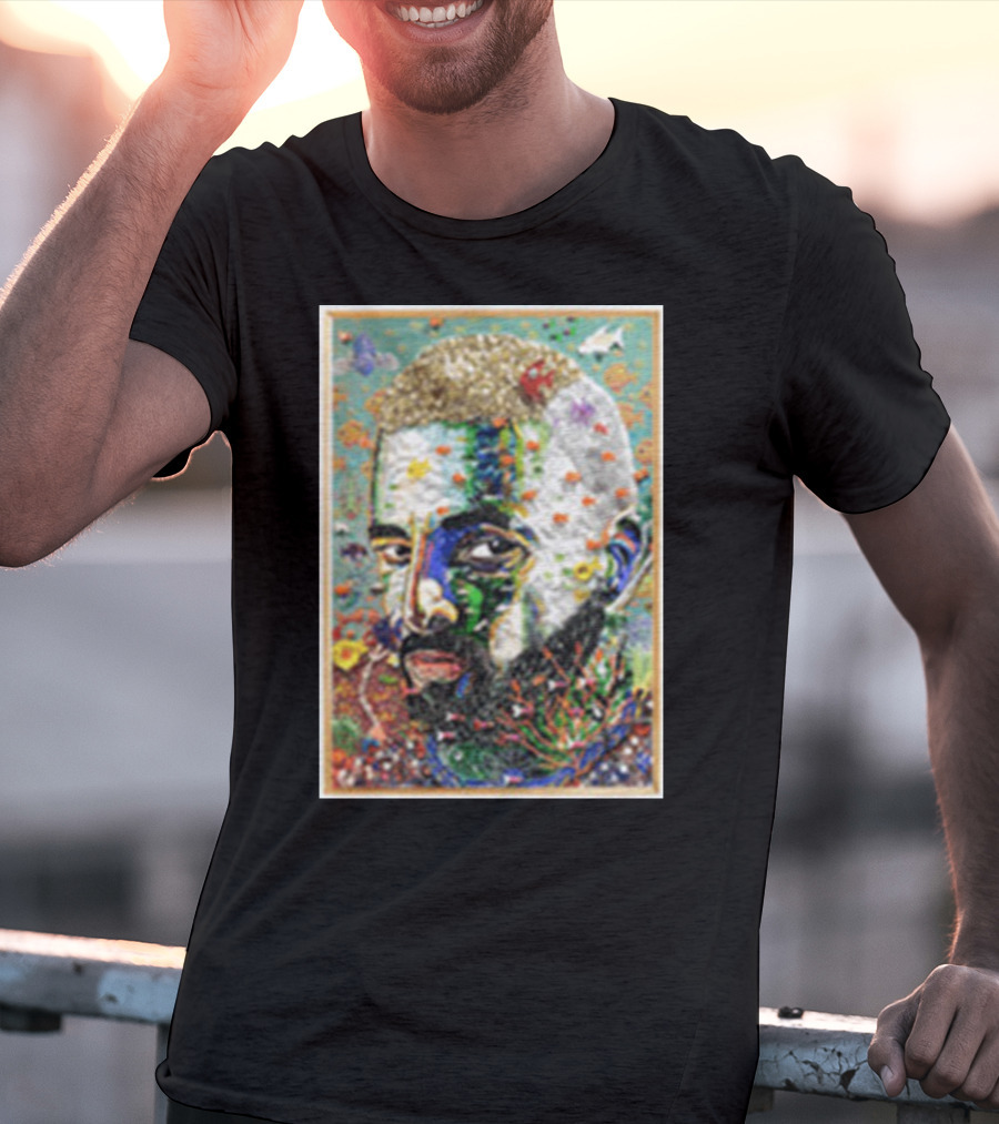 Maluma Merch Colorful Portrait With Nature And Butterfly Elements T-Shirt