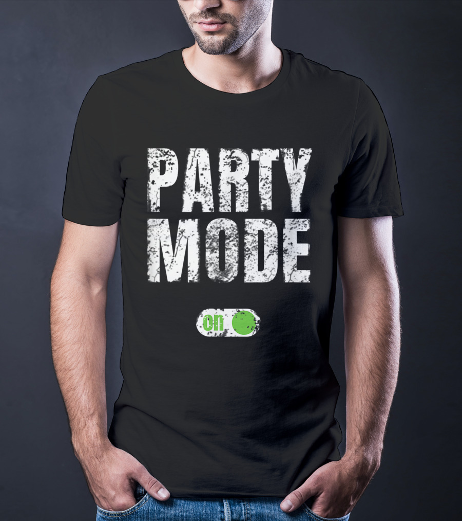 Party Mode On Off Sequin Switch Green Button T-Shirt