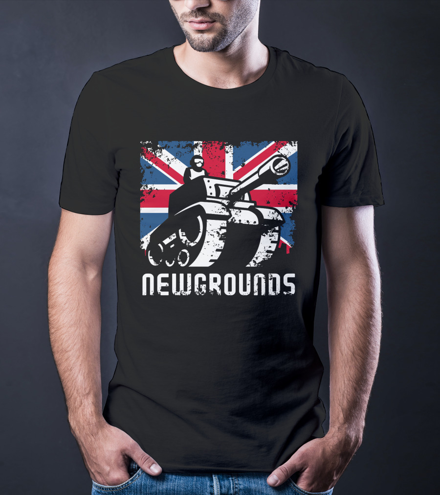 Newgrounds Tank Over Union Jack UK T-Shirt