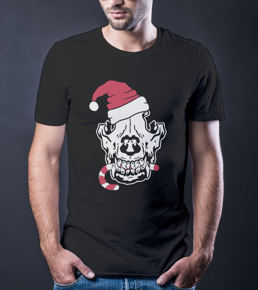Streetspeed717 Skull Santa Candy Cane Holiday T-Shirt