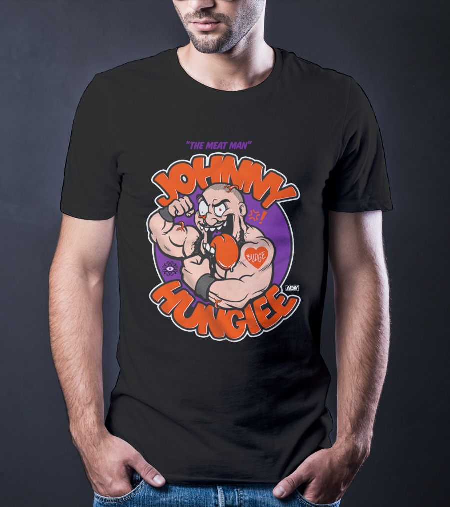 AEW Johnny Hungiee The Meat Man Budge T-Shirt