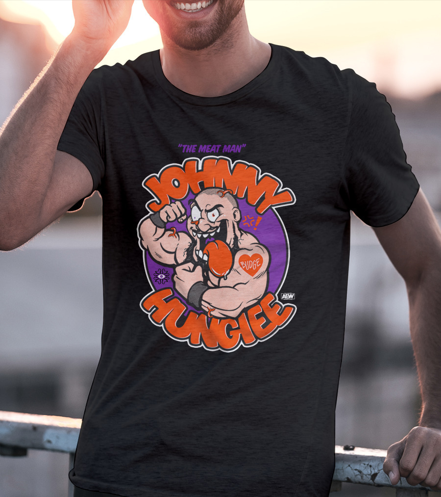 AEW Johnny Hungiee The Meat Man Budge T-Shirt