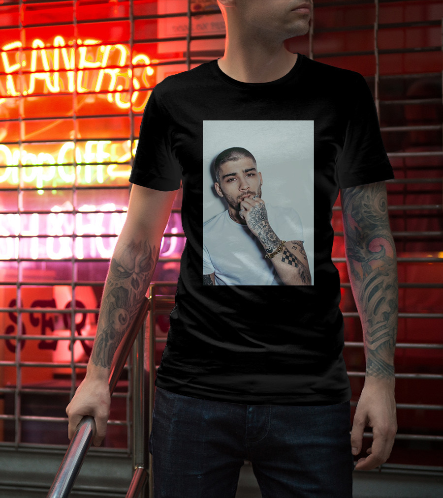 Zayn Malik Tattoo Style White Tee Casual Look T-Shirt