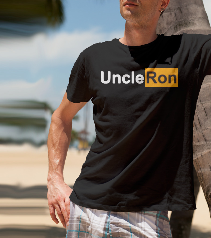 Uncle Ron Black And Orange Text Block T-Shirt