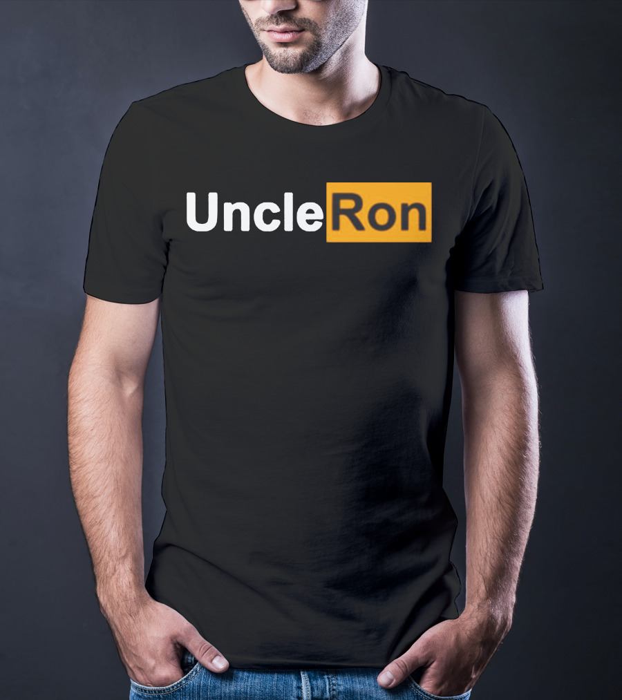 Uncle Ron Black And Orange Text Block T-Shirt