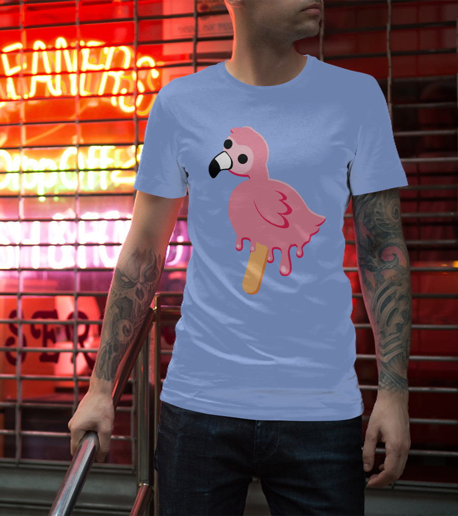 Flamingo Popsicle Melting Drip T-Shirt