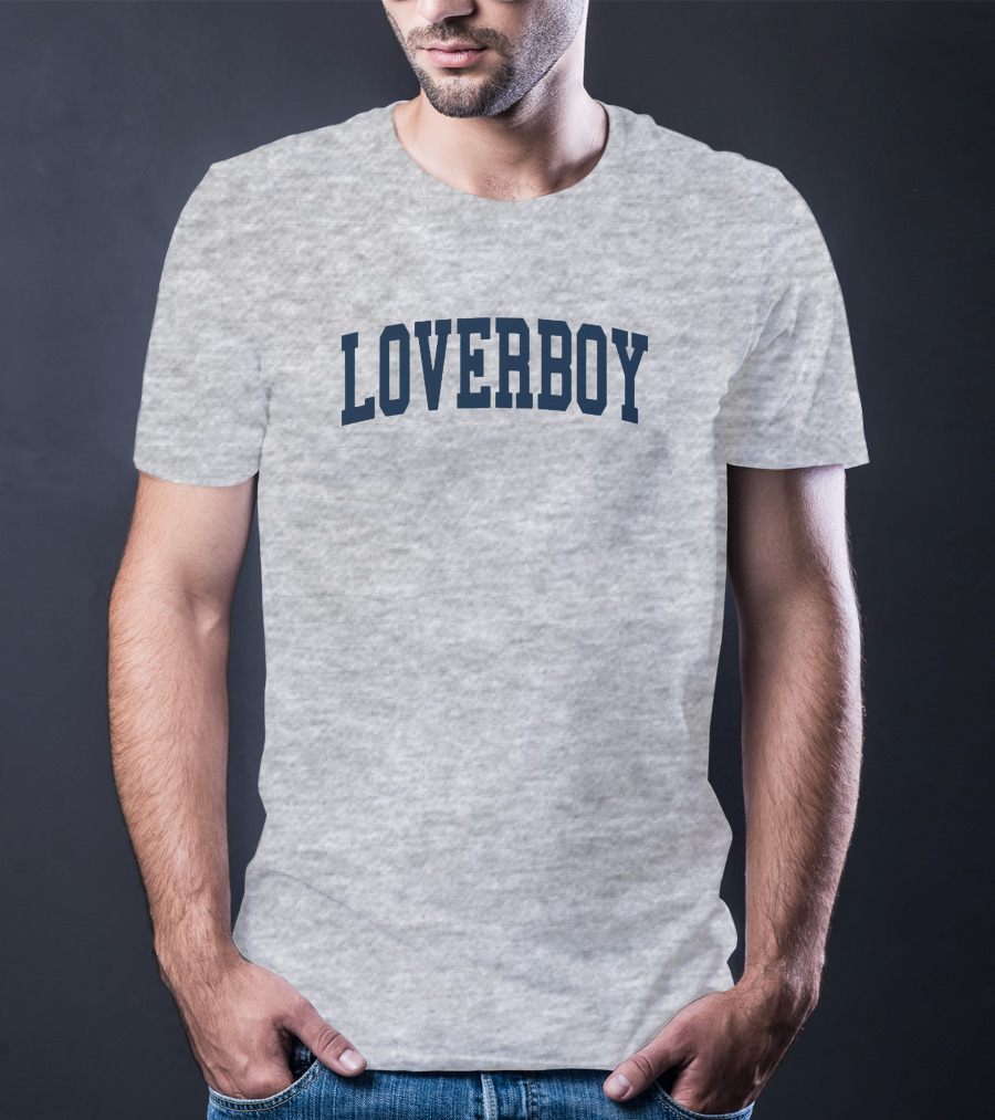LOVERBOY Merch Grey College Font T-Shirt