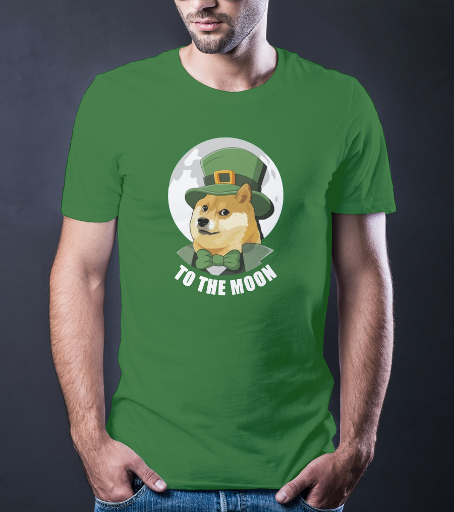 TO THE MOON Doge Leprechaun T-Shirt