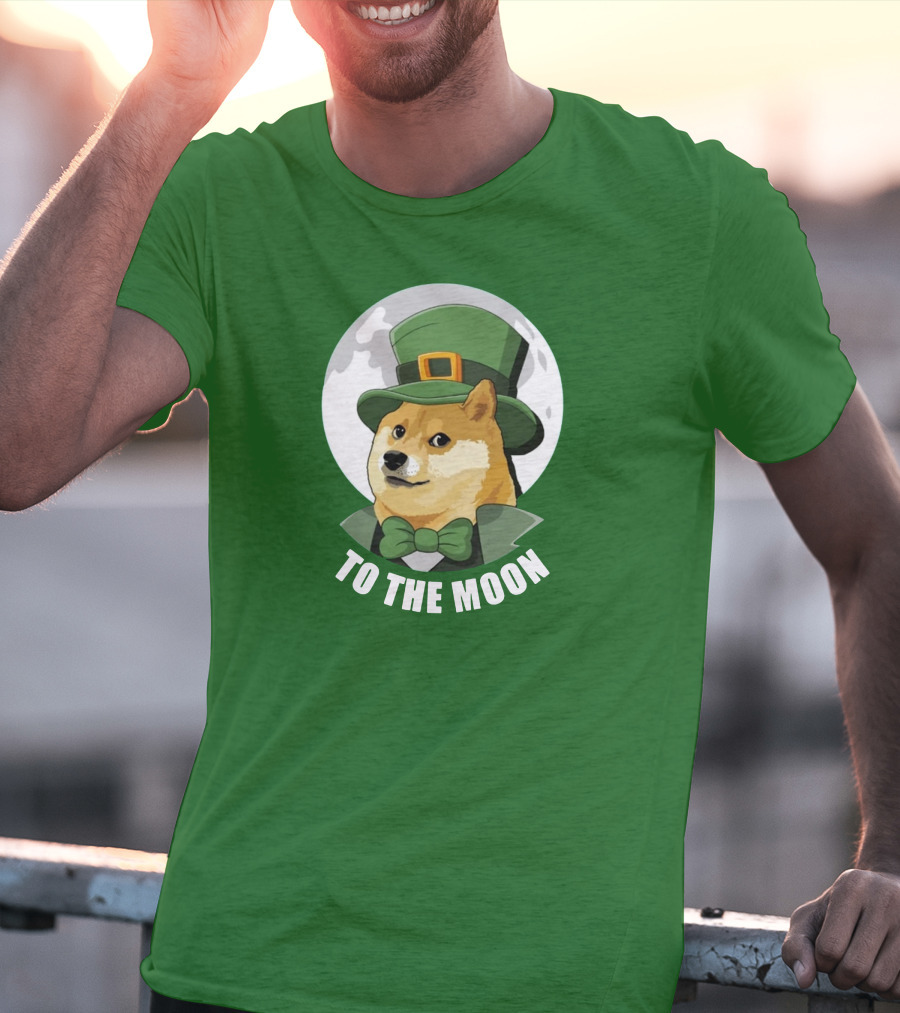 TO THE MOON Doge Leprechaun T-Shirt