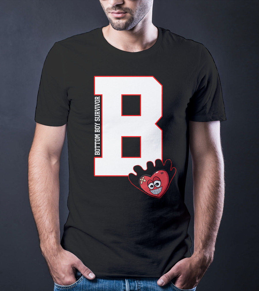 Bottom Boy Survivor B With Cartoon Heart T-Shirt