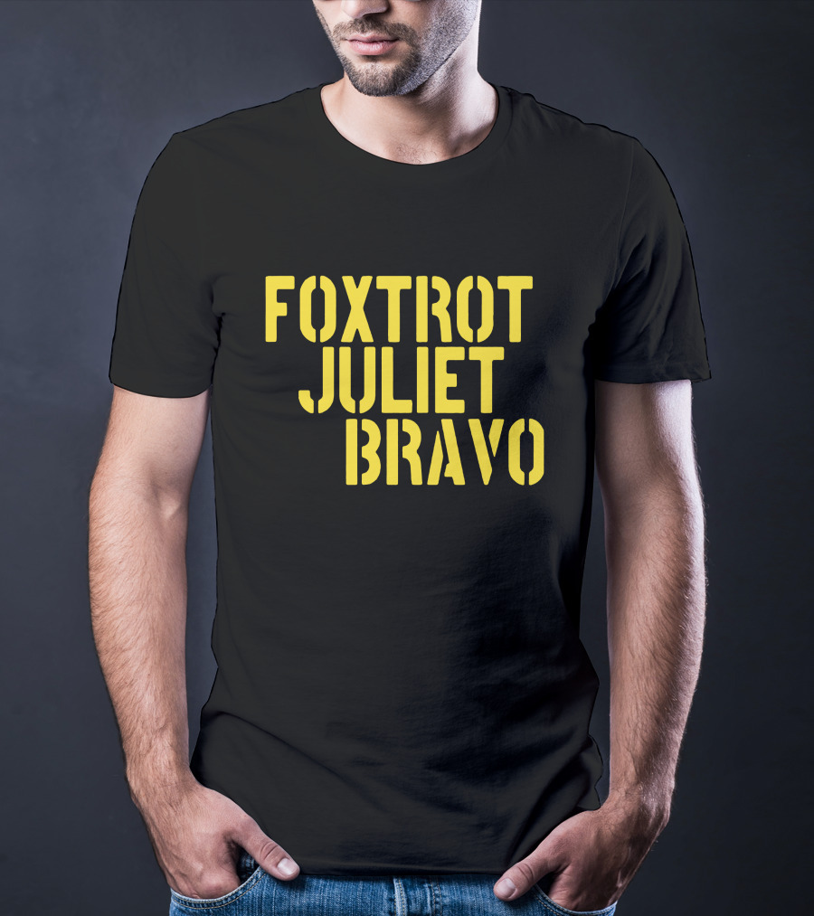 Foxtrot Juliet Bravo Military Style Yellow Text Longsleeve T-Shirt